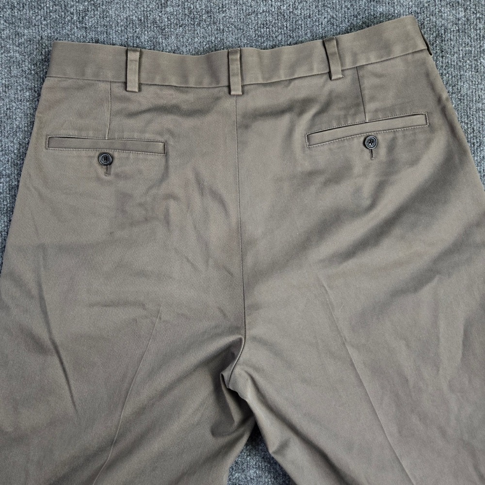 Brooks Brothers Pants Mens 35x33 Brown Tan Advantage Chino Elliot Pleated Cuffed - Picture 6 of 13